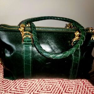 THE FIND- Forest Green Leather Satchel